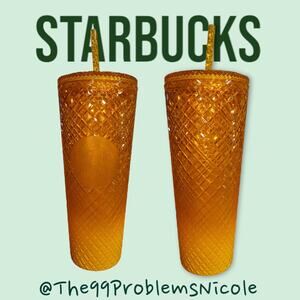 Starbucks Ombre Orange Mango Jeweled Studded Tumbler